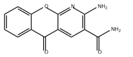 Structure of 5H-[1]Benzopyrano[2,3-b]pyridine-3-carboxamide, 2-amino-5-oxo- CAS 68302-07-8